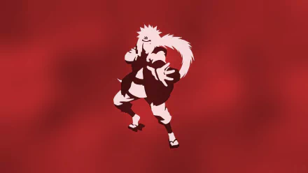 HD desktop wallpaper featuring a silhouette of Jiraiya from the anime Naruto, set against a vibrant red background.