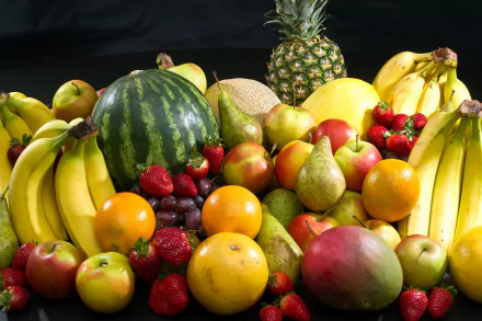 mango pear apple strawberry pineapple banana food fruit HD Desktop Wallpaper | Background Image