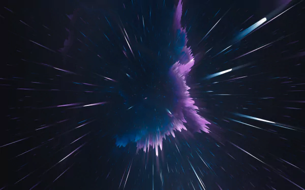 A stunning HD desktop wallpaper showing an artistic portrayal of space with vibrant purple and blue hues, creating a dynamic, celestial background.