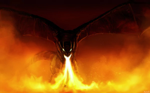 A fierce wyvern emerges from a fiery inferno, showcasing vibrant flames and dark wings, representing a powerful fantasy monster in stunning 4K Ultra HD detail.