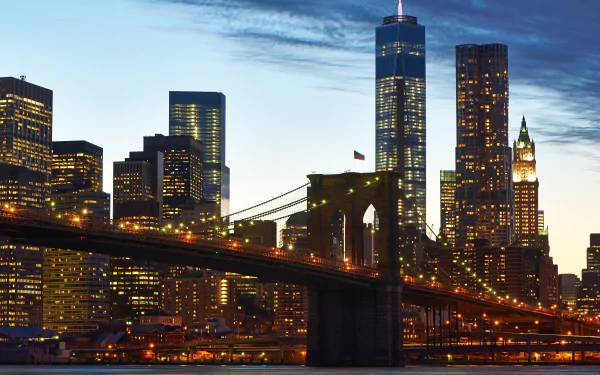 New York Manhattan man made Brooklyn Bridge HD Desktop Wallpaper | Background Image