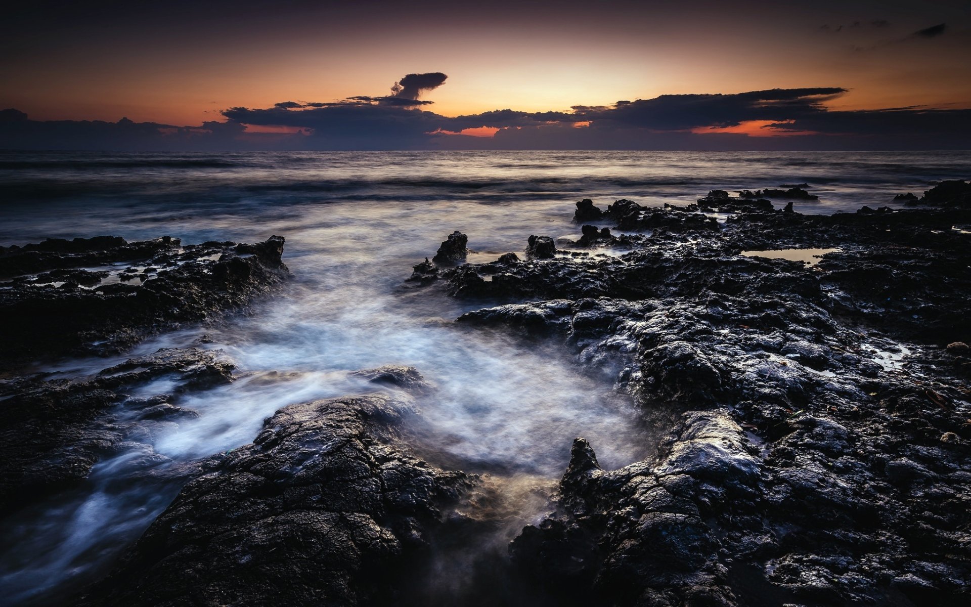 Download Sunset Horizon Nature Ocean HD Wallpaper