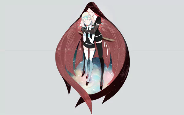 HD anime desktop wallpaper featuring Diamond and Bort from Land of the Lustrous, showcasing their distinctive designs in a minimalist, artistic style.