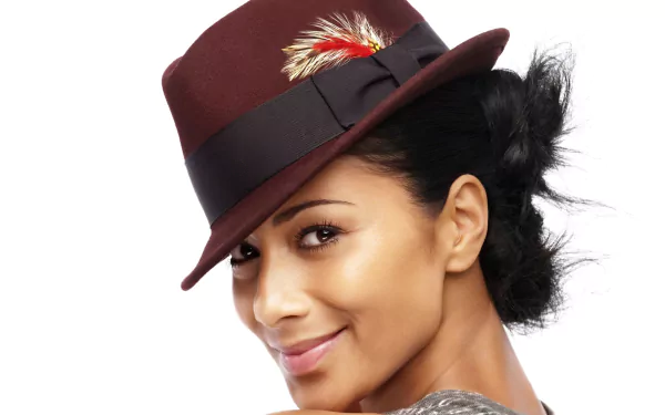 black hair hat smile face American singer music Nicole Scherzinger HD Desktop Wallpaper | Background Image
