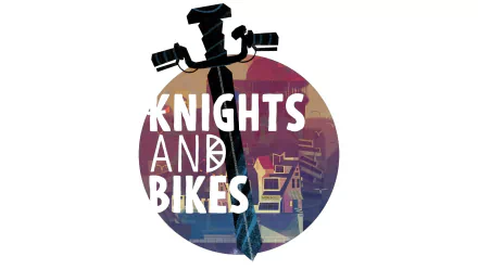 HD desktop wallpaper featuring the logo of Knights and Bikes with stylized artwork and bold text overlay.