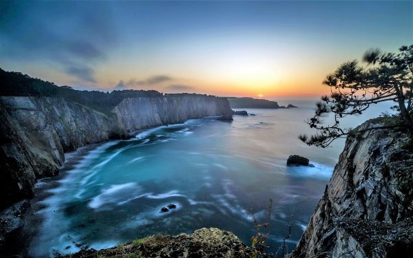 Earth Coastline Coast Cliff Ocean Sea Nature Sunrise Horizon HD Wallpaper | Background Image