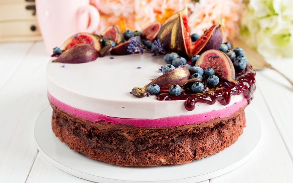 Food Cake Dessert Pastry Fig Blueberry Fruit HD Wallpaper | Background Image