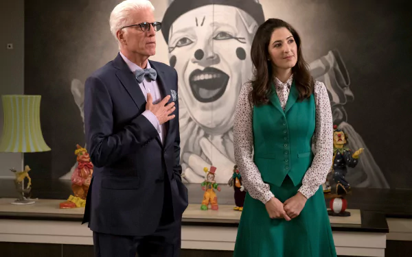 Janet (The Good Place) D'Arcy Carden Michael (The Good Place) Ted Danson TV Show The Good Place HD Desktop Wallpaper | Background Image