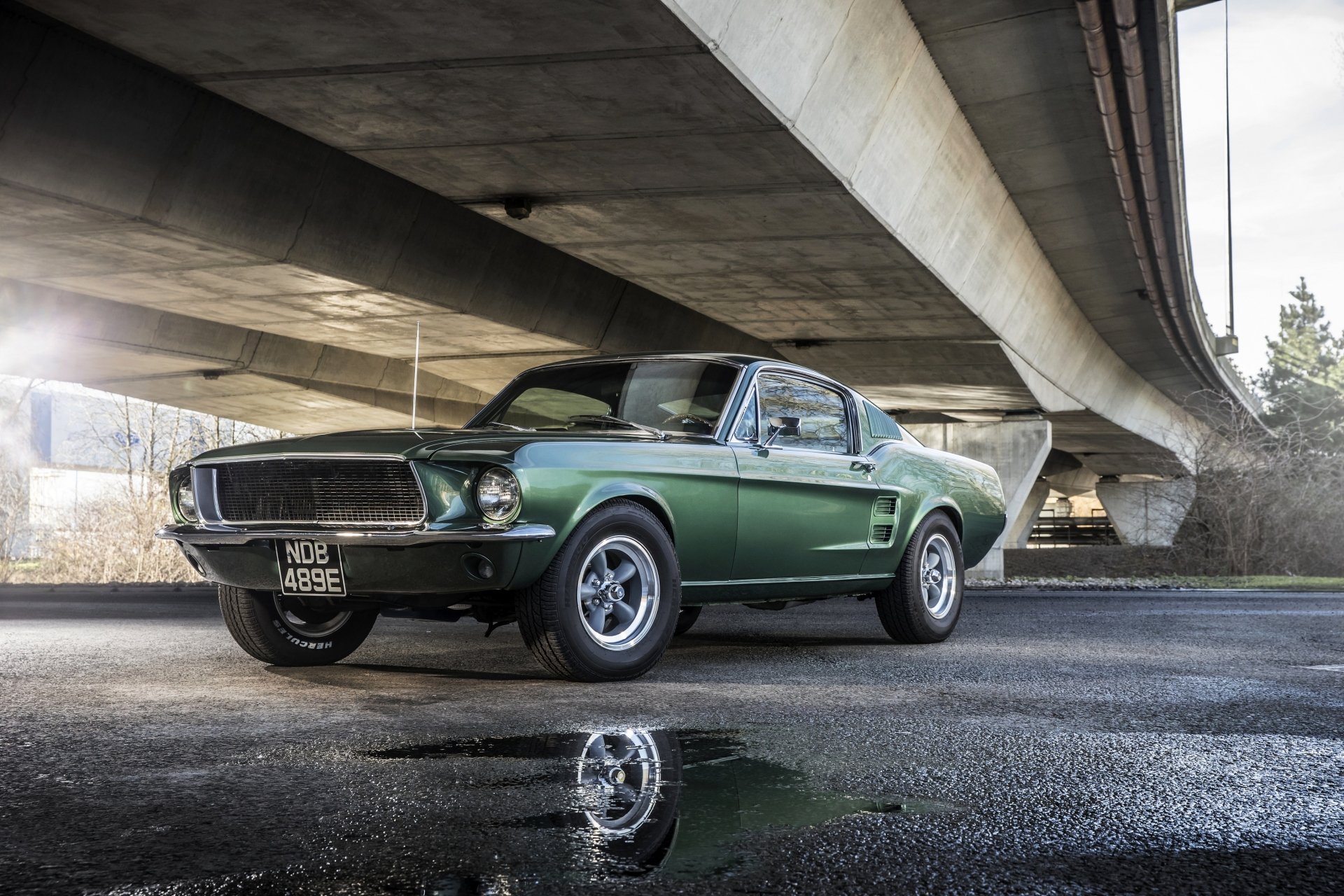 Download Muscle Car Green Car Car Ford Ford Mustang Vehicle Ford Mustang Bullitt 4k Ultra HD Wallpaper