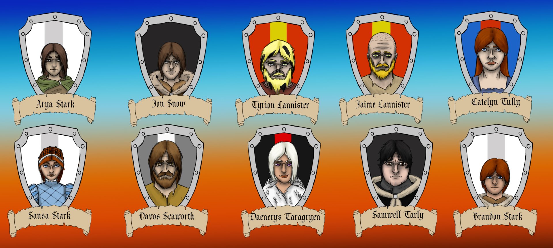 Download Bran Stark Samwell Tarly Daenerys Targaryen Davos Seaworth Sansa Stark Catelyn Stark Jaime Lannister Tyrion Lannister Jon Snow Arya Stark Fantasy A Song Of Ice And Fire HD Wallpaper by FrostwhitePhoenix