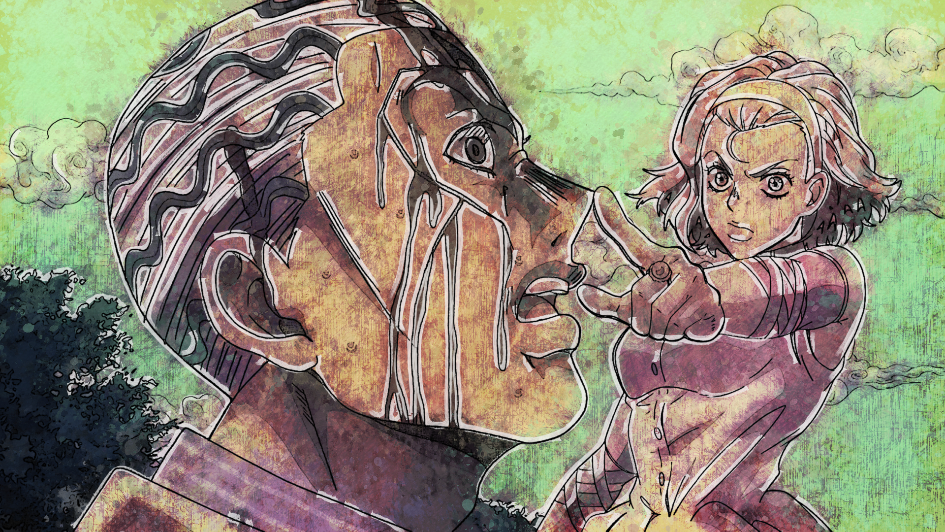 Download Reimi Sugimoto Yoshikage Kira Kosaku Kawajiri Anime Jojo's Bizarre Adventure HD Wallpaper by Terumi Nishii