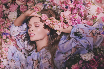 flower brunette mood model Danish Celebrity Josephine Skriver HD Desktop Wallpaper | Background Image