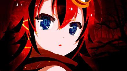 HD PC desktop wallpaper featuring Corone Dola from the anime No Game No Life: Zero with vibrant red and blue hues.