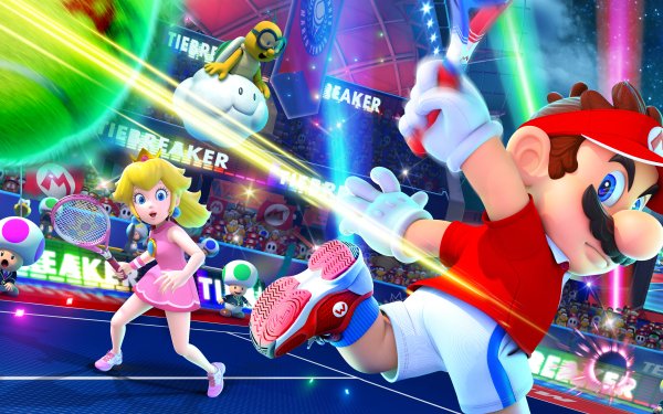 Video Game Mario Tennis Aces Mario Princess Peach Lakitu Toad HD Wallpaper | Background Image