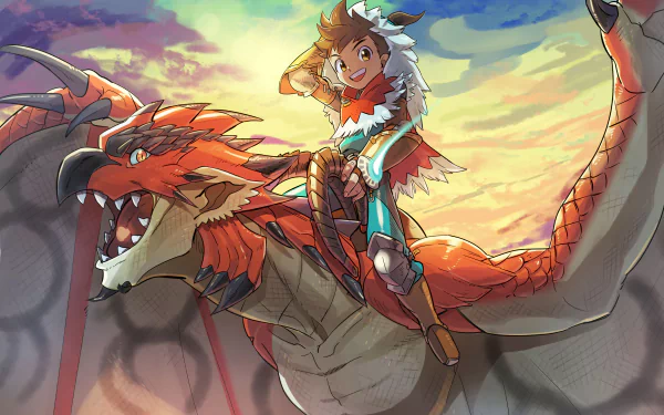 Monster Hunter Stories Rathalos (Monster Hunter) Lute (Monster Hunter Stories) Anime Monster Hunter Stories: Ride On HD Desktop Wallpaper | Background Image