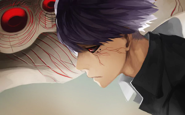 HD desktop wallpaper featuring Kuki Urie from the anime Tokyo Ghoul:re, showcasing a close-up of his pensive expression with intricate details.
