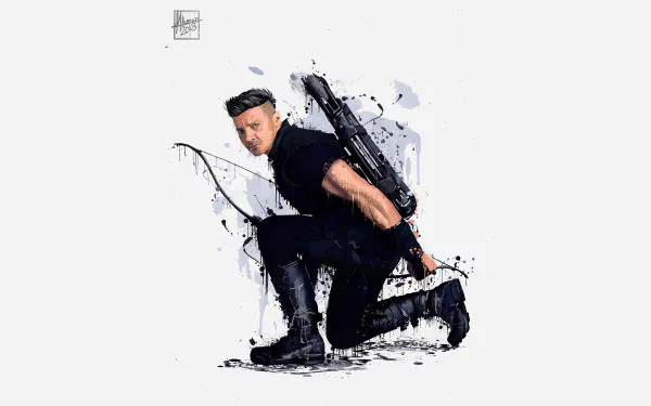 Jeremy Renner as Hawkeye in Avengers: Infinity War, depicted in a dynamic 4K Ultra HD digital artwork for a PC desktop wallpaper.