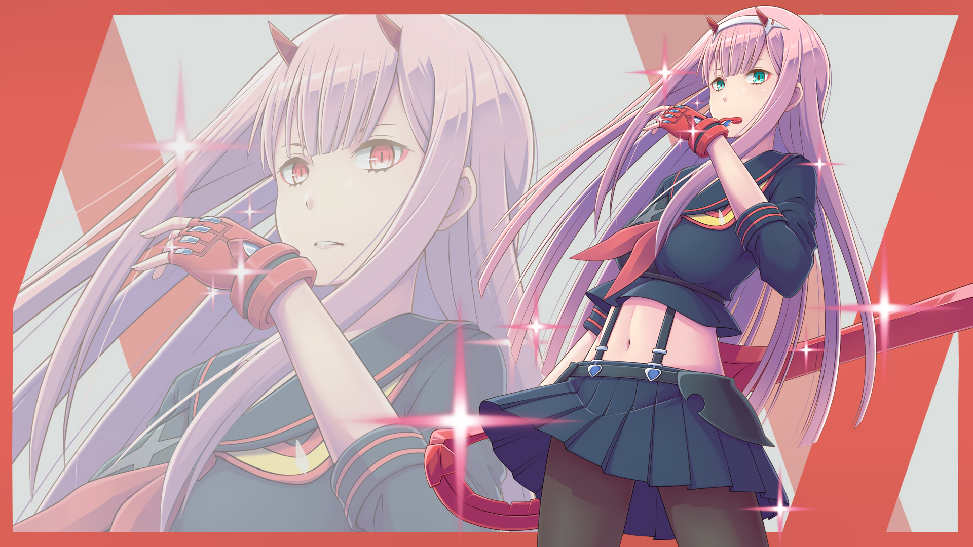 Zero Two Anime Crossover HD Wallpaper by 夜兎