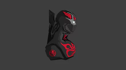 Comic-style Hydra (Marvel) black-and-red armored bust with Hydra emblems on a dark background — 4K Ultra HD PC desktop wallpaper/background.
