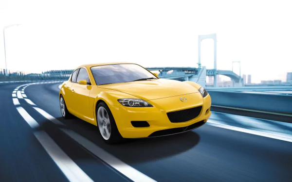 yellow car car Mazda vehicle Mazda RX-8 HD Desktop Wallpaper | Background Image