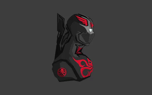 Comic-style Hydra (Marvel) black-and-red armored bust with Hydra emblems on a dark background — 4K Ultra HD PC desktop wallpaper/background.