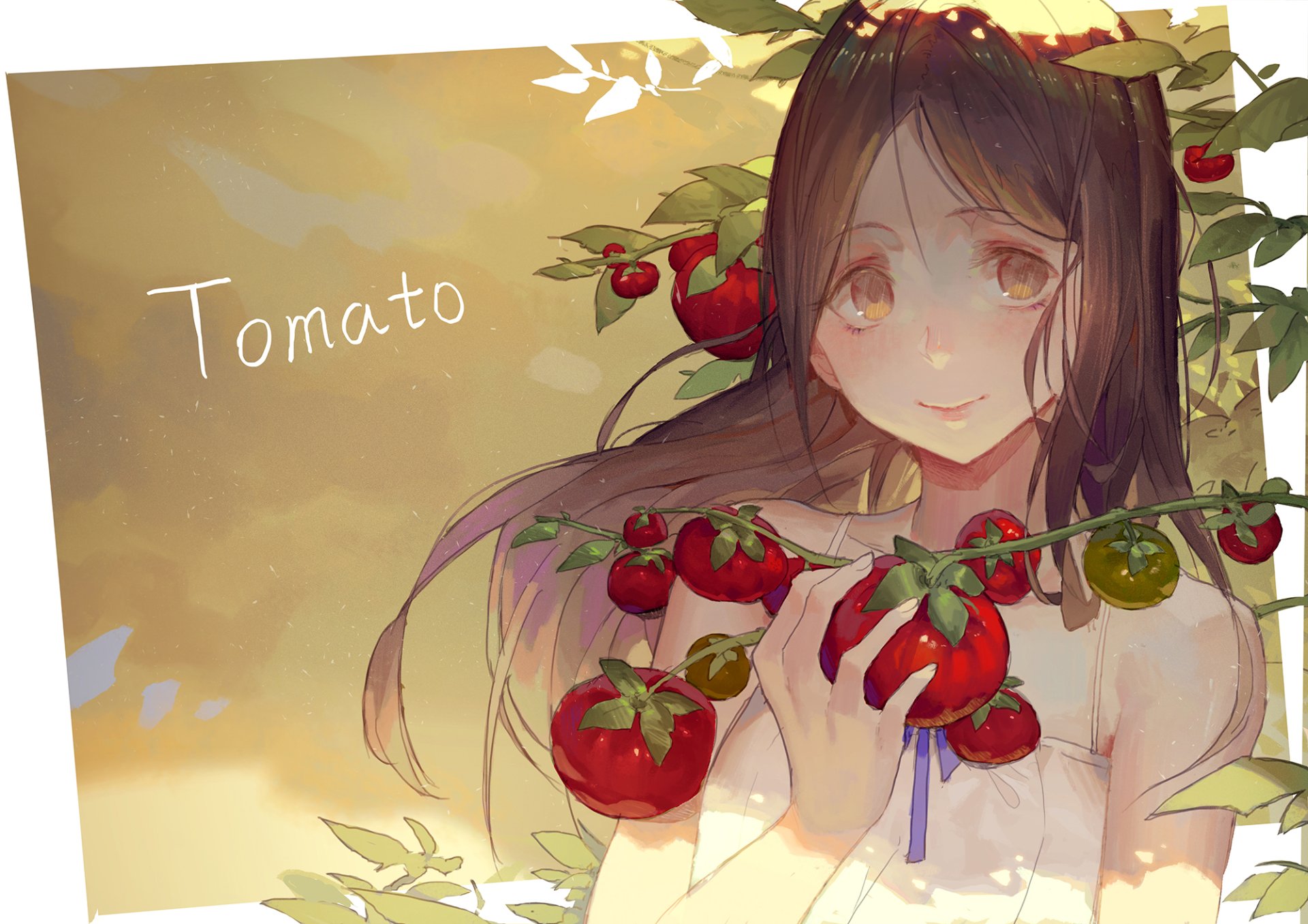 Download Smile Tomato Brown Eyes Brown Hair Long Hair Anime Original HD Wallpaper by 抠肉肚脐