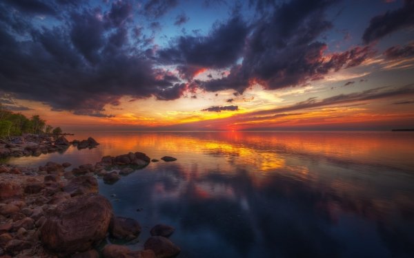 Earth Reflection Nature Cloud Sunset Sky Lake HD Wallpaper | Background Image