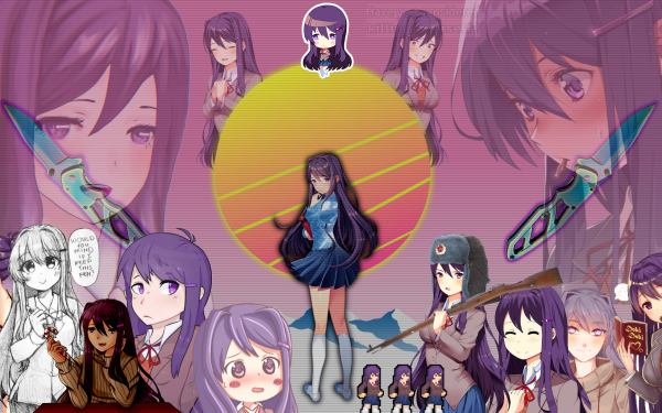 Video Game Doki Doki Literature Club! Yuri Vaporwave Aesthetic HD Wallpaper | Background Image