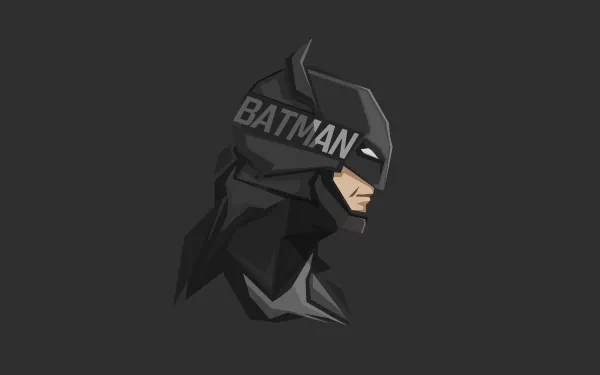 A bold, stylized portrait of Batman, showcasing his iconic cowl and determined expression, set against a dark background. This 8K Ultra HD wallpaper captures the essence of the comic hero.
