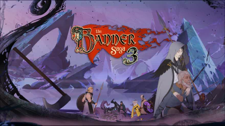 HD wallpaper of The Banner Saga 3 featuring characters journeying through a mystical landscape.