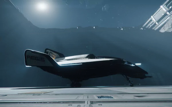 Avenger Titan parked on Levski landing pad beneath a pale sun, Star Citizen 4K Ultra HD PC desktop wallpaper.