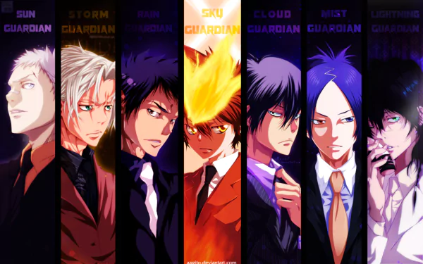 Mukuro Rokudo Lambo (Katekyō Hitman Reborn!) Kyoya Hibari Ryohei Sasagawa Takeshi Yamamoto Hayato Gokudera Tsunayoshi Sawada Anime Katekyō Hitman Reborn! HD Desktop Wallpaper | Background Image