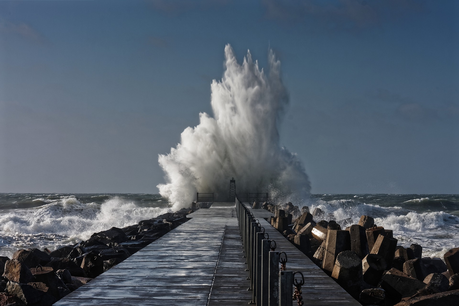 Waves Crashing into the Pier by Peter Ahrend