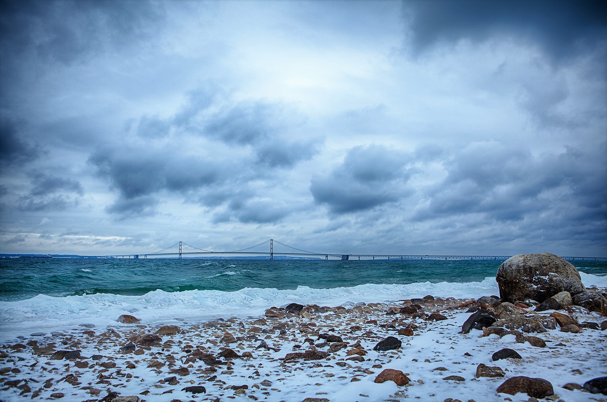 Download Winter Bridge Wave Sea Earth Photography Ocean HD Wallpaper
