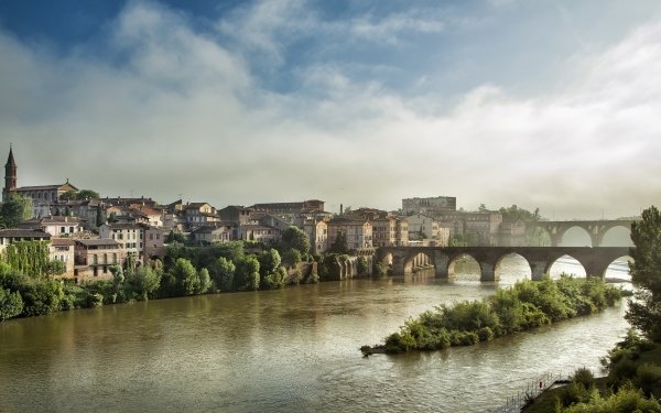 Man Made Town Towns River Bridge France HD Wallpaper | Background Image