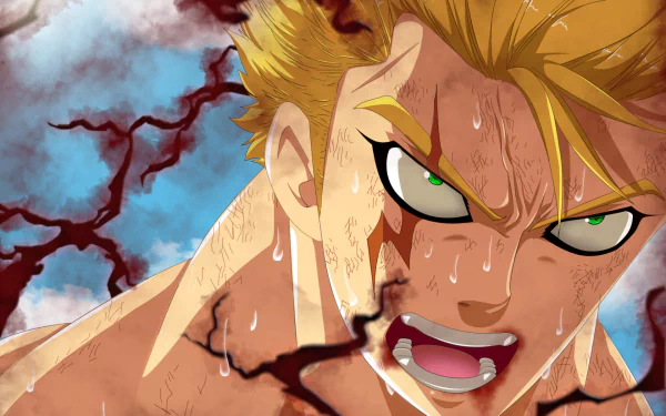 Laxus Dreyar from Fairy Tail in high definition on a desktop wallpaper.