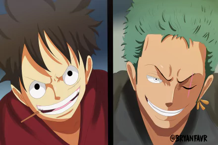 4K Ultra HD One Piece anime desktop wallpaper featuring Monkey D. Luffy and Roronoa Zoro with intense expressions side by side.