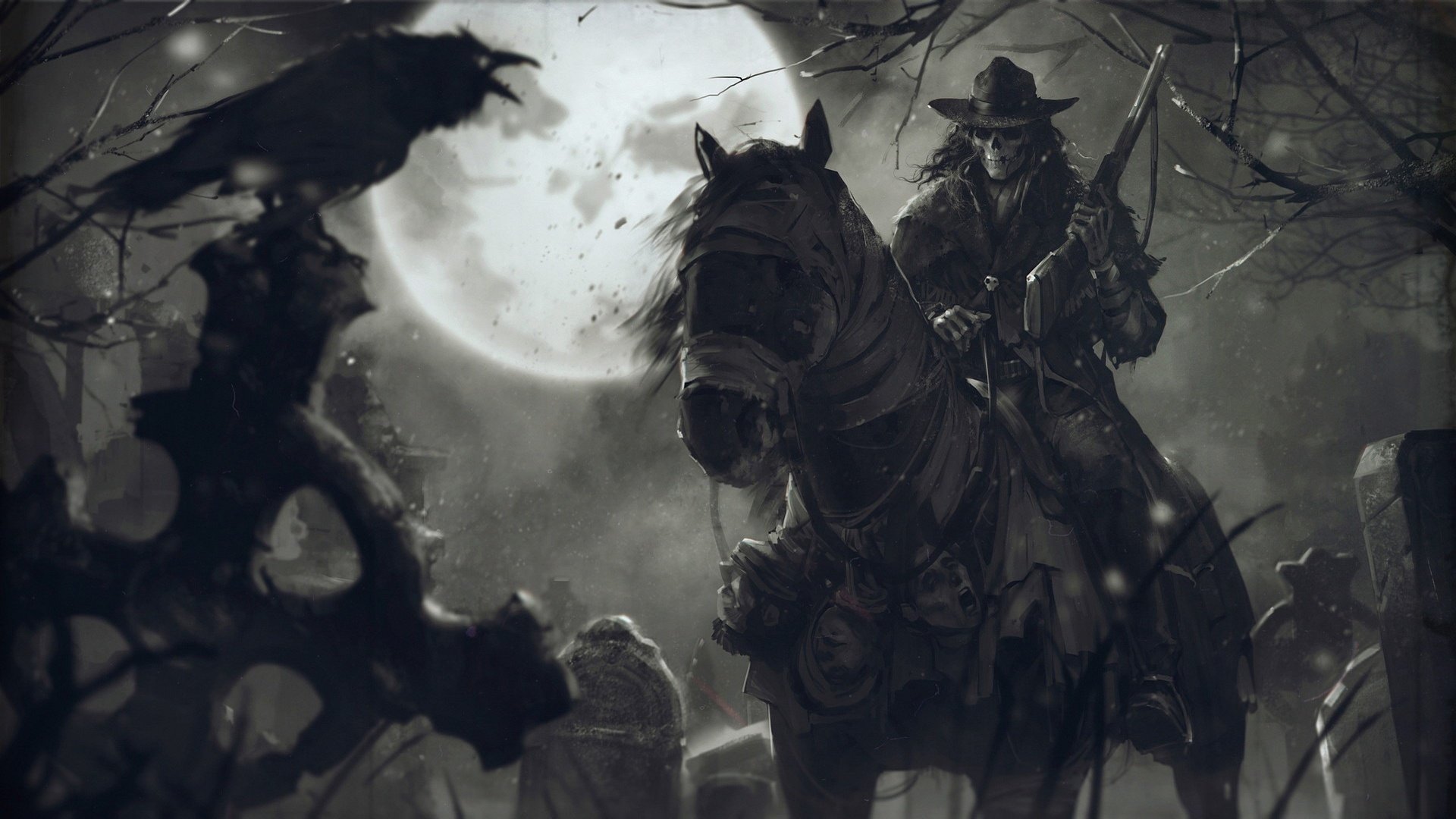 Moonlit Cowboy Night - HD Wallpaper by Denys Tsiperko