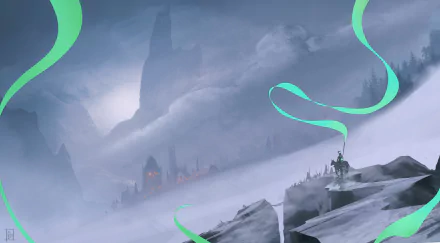 HD fantasy PC desktop wallpaper depicting a lone knight standing on rocky terrain overlooking a misty, ominous castle with towering spires in the distance.