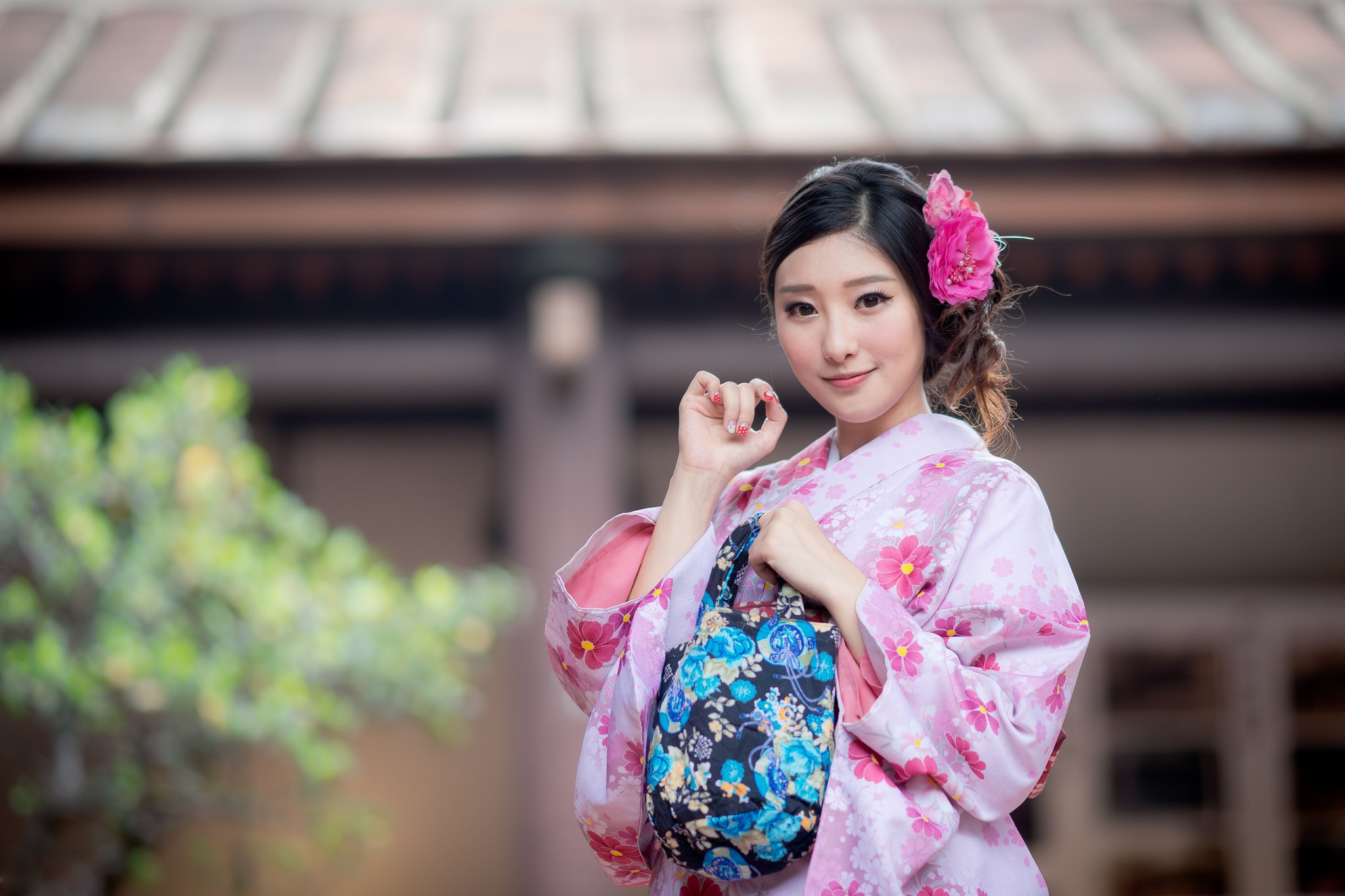 Download Brown Eyes Brunette Kimono Yukata Depth Of Field Model Woman