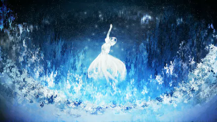 Anime-style fantasy scene of a white-haired figure with short hair reaching toward a star, set against a mystical night backdrop in HD quality.