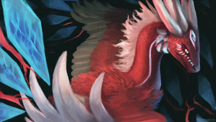 A detailed fantasy dragon with red scales and sharp features, set against a dark background, rendered in 4K Ultra HD for a PC desktop wallpaper.