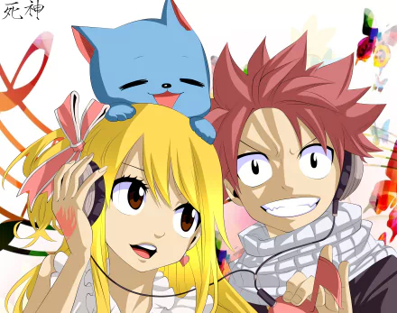 Happy (Fairy Tail) Lucy Heartfilia Natsu Dragneel Anime Fairy Tail HD Desktop Wallpaper | Background Image