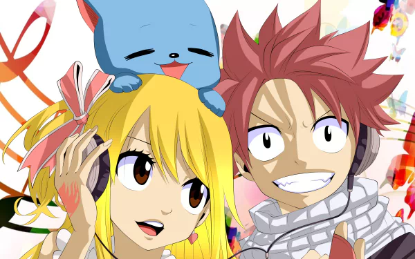 Happy (Fairy Tail) Lucy Heartfilia Natsu Dragneel Anime Fairy Tail HD Desktop Wallpaper | Background Image