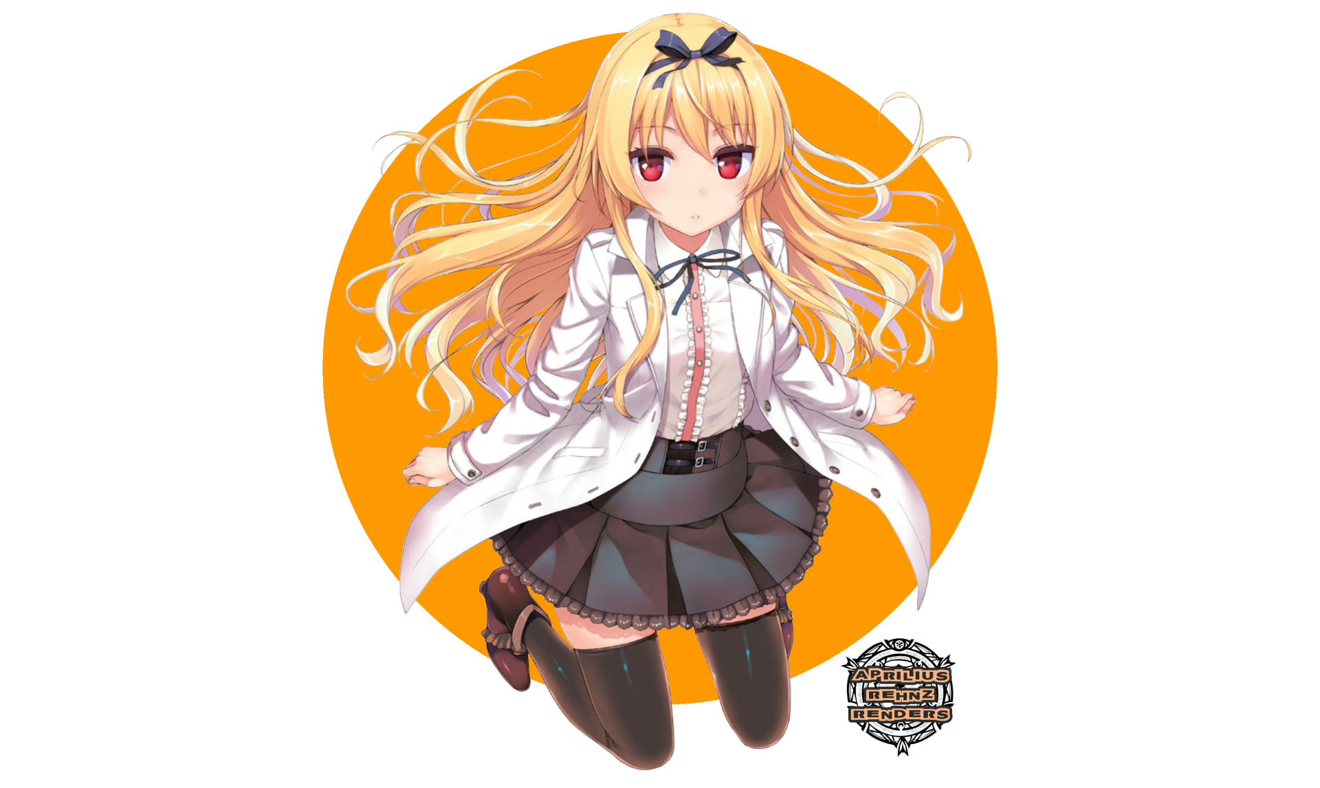 HD PC desktop wallpaper featuring Yue from Arifureta Shokugyou de Sekai Saikyou with long blonde hair and striking red eyes in anime style.