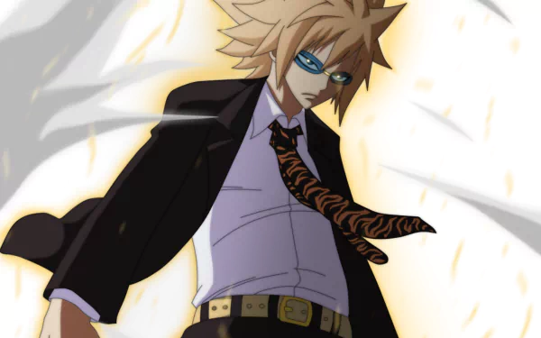 HD PC desktop wallpaper featuring Loki from the anime Fairy Tail, showcasing his intense expression and dynamic pose with vibrant colors.