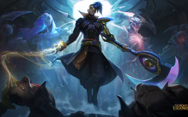 HD desktop wallpaper and background featuring Kayn from the video game League of Legends, showcasing a dynamic and powerful scene with vibrant colors and detailed character design.