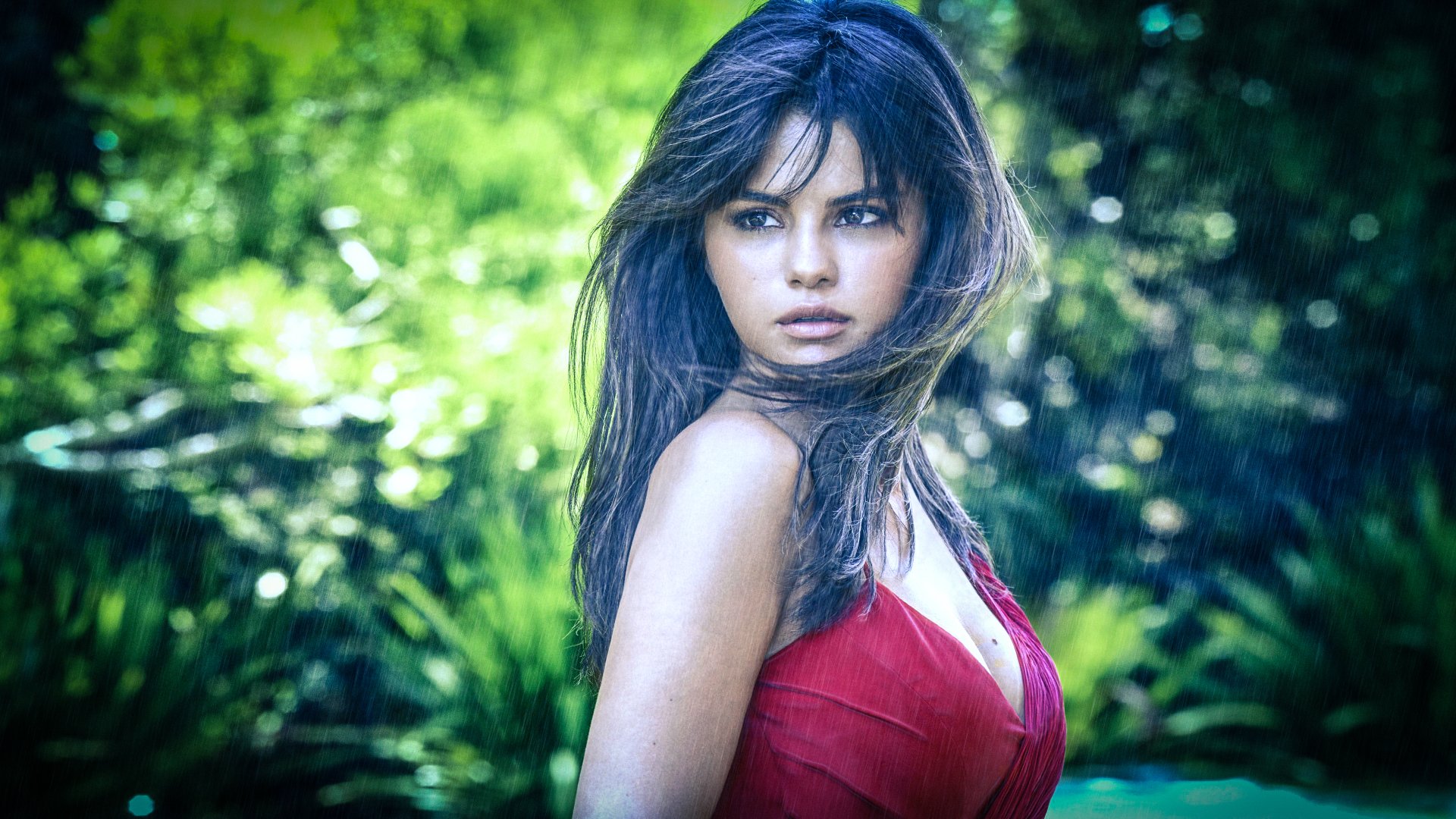 Download Rain Red Dress Brown Eyes Brunette Latina Actress Singer Music