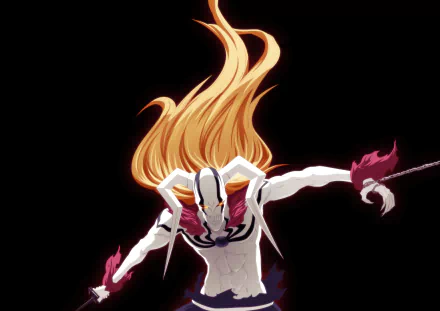 Ichigo Kurosaki from the anime Bleach is depicted in his Hollow form, featured in a 4K Ultra HD PC desktop wallpaper with dynamic, intense colors on a black background.