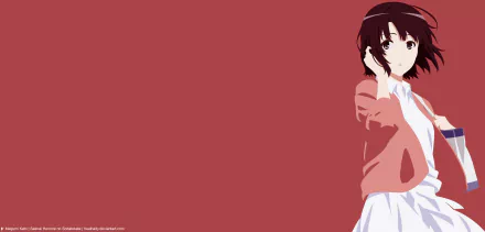 4K Ultra HD anime wallpaper featuring Megumi Katō from Saekano: How to Raise a Boring Girlfriend, set against a minimalist red background.